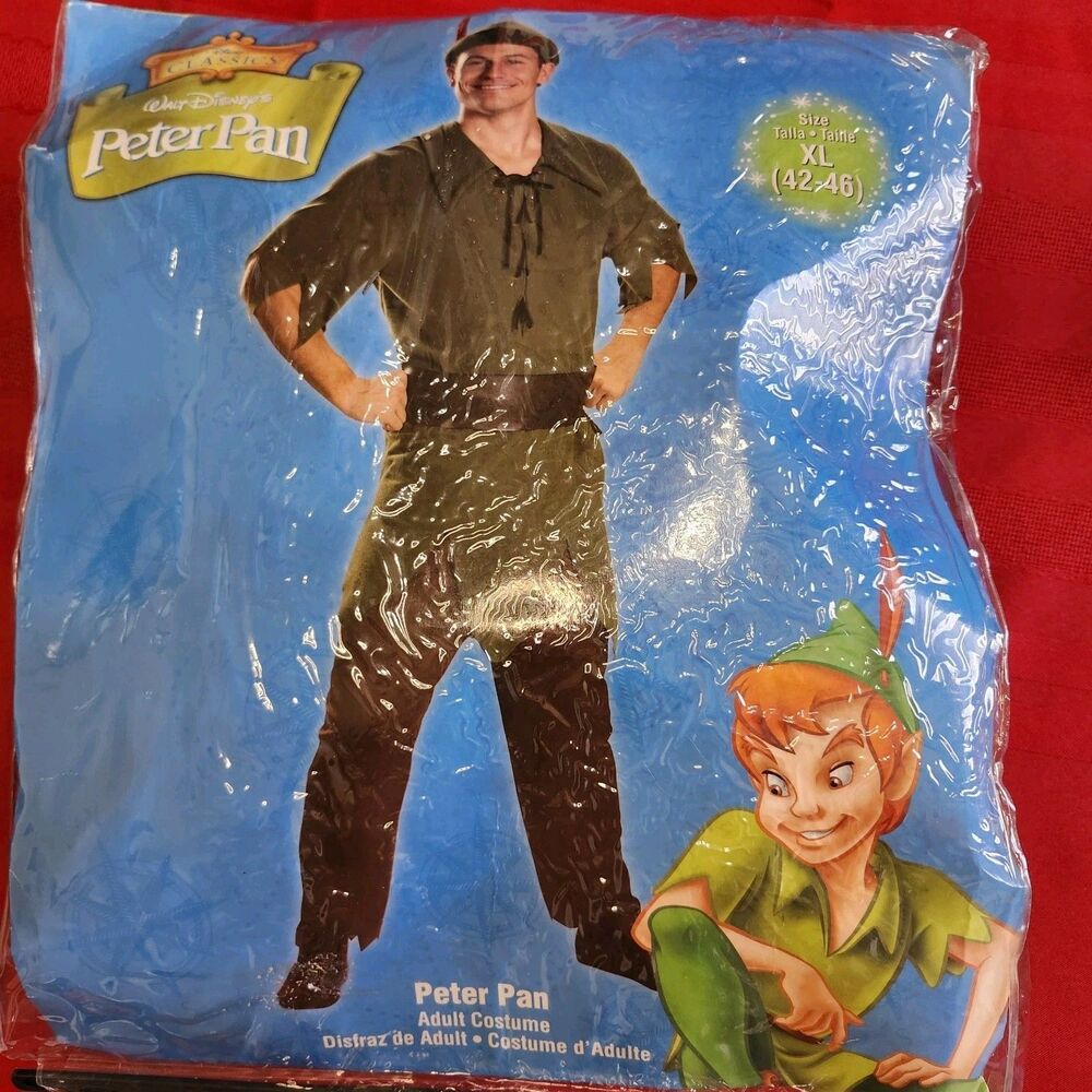 Disney Peter Pan Costume Men's XL 42-46 Adult Classic Halloween Cosplay